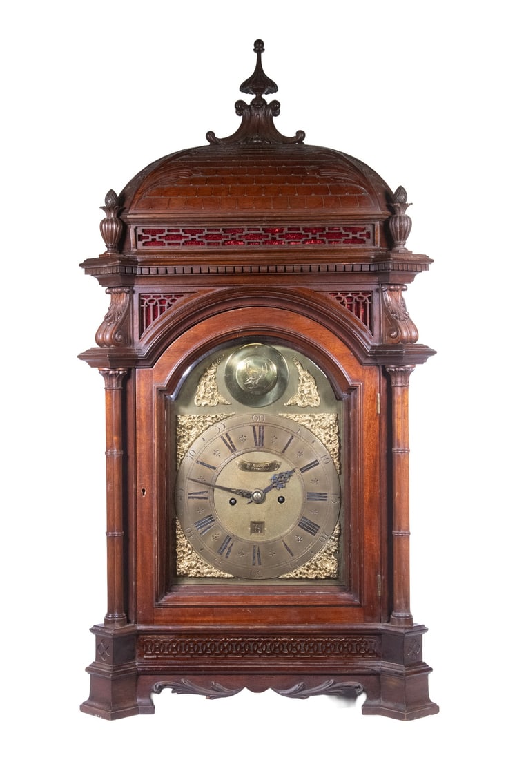BASSELIER LARGE BELGIAN MAHOGANY BRACKET CLOCK (1 of 6)