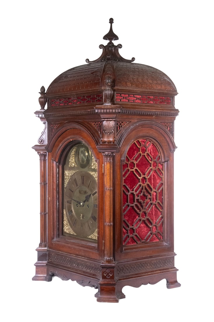 BASSELIER LARGE BELGIAN MAHOGANY BRACKET CLOCK - 2
