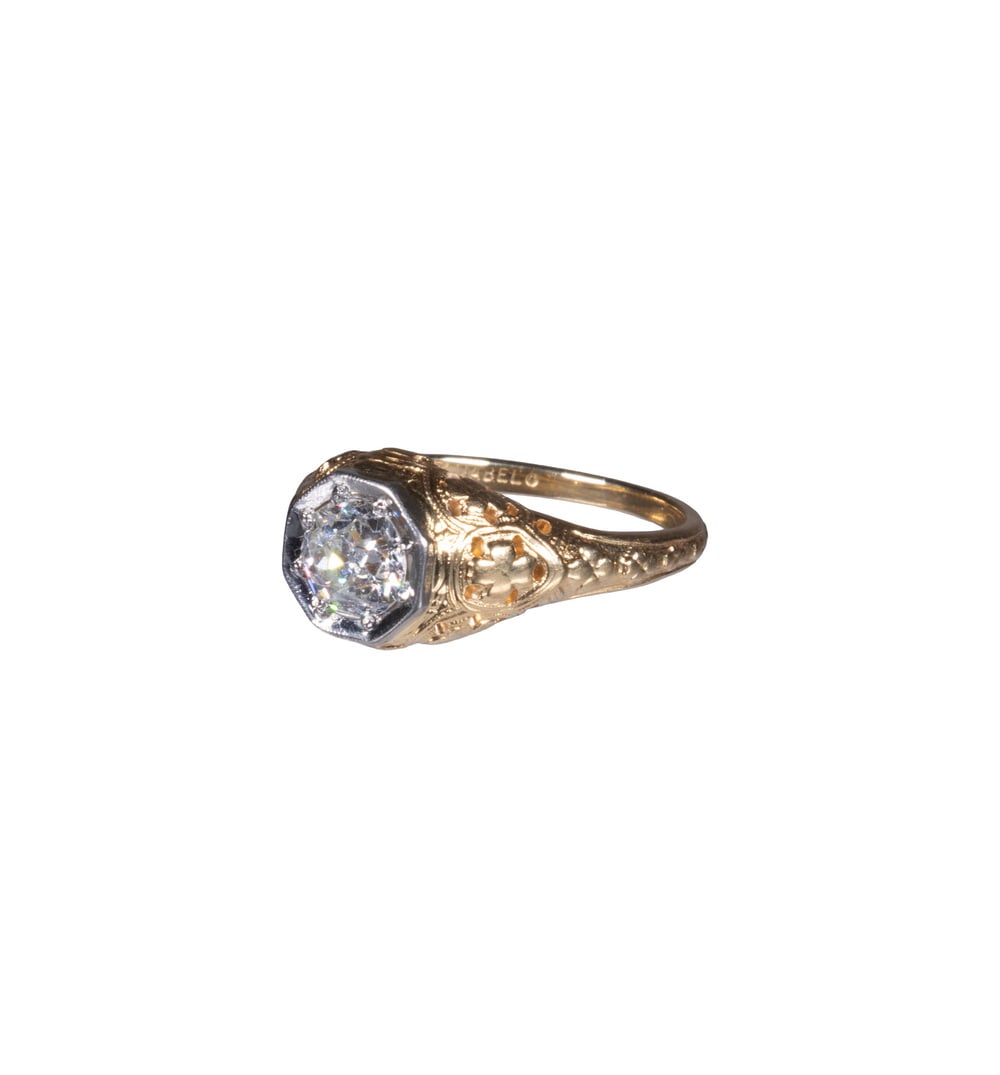 J.E. BROWN & CO. NEW YORK ART DECO 18K GOLD DIAMOND RING (1 of 3)