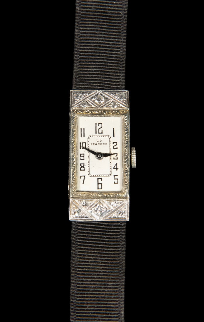 C.D. PEACOCK ART DECO 18K GOLD AND DIAMOND LADY'S WRISTWATCH (1 of 1)