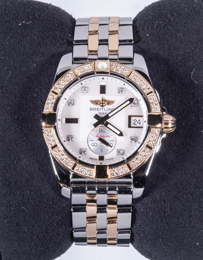 BREITLING GALACTIC TWO TONE WRISTWATCH WITH DIAMONDS (1 of 2)