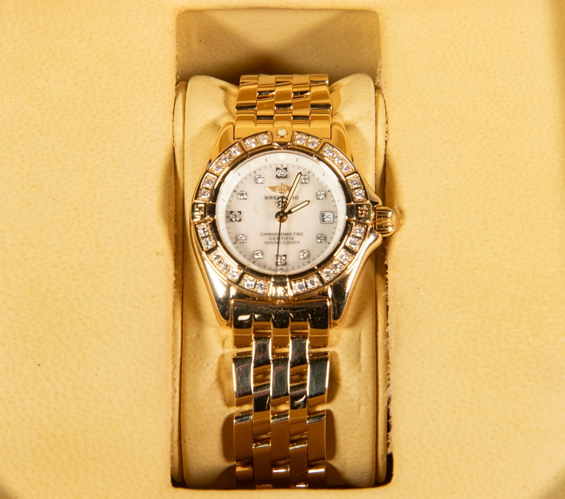 LADY'S BREITLING CALLISTINO 18K GOLD AND DIAMOND WRISTWATCH (1 of 3)