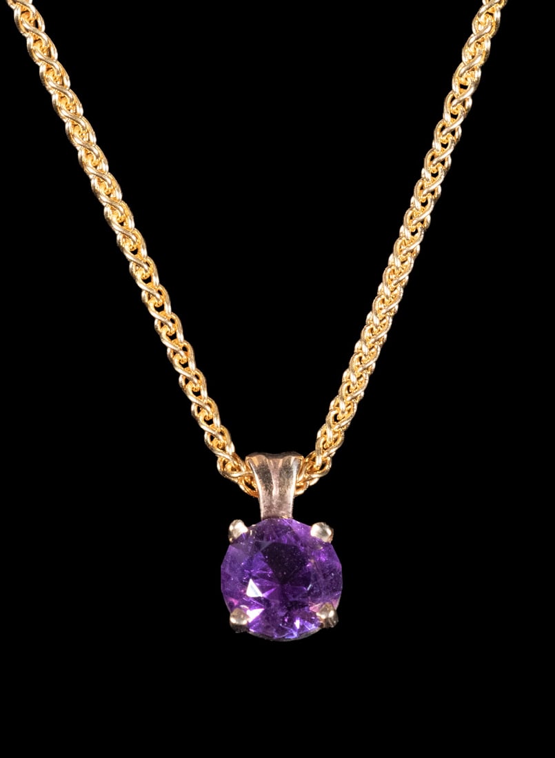 14K GOLD AND AMETHYST PENDANT NECKLACE (1 of 2)