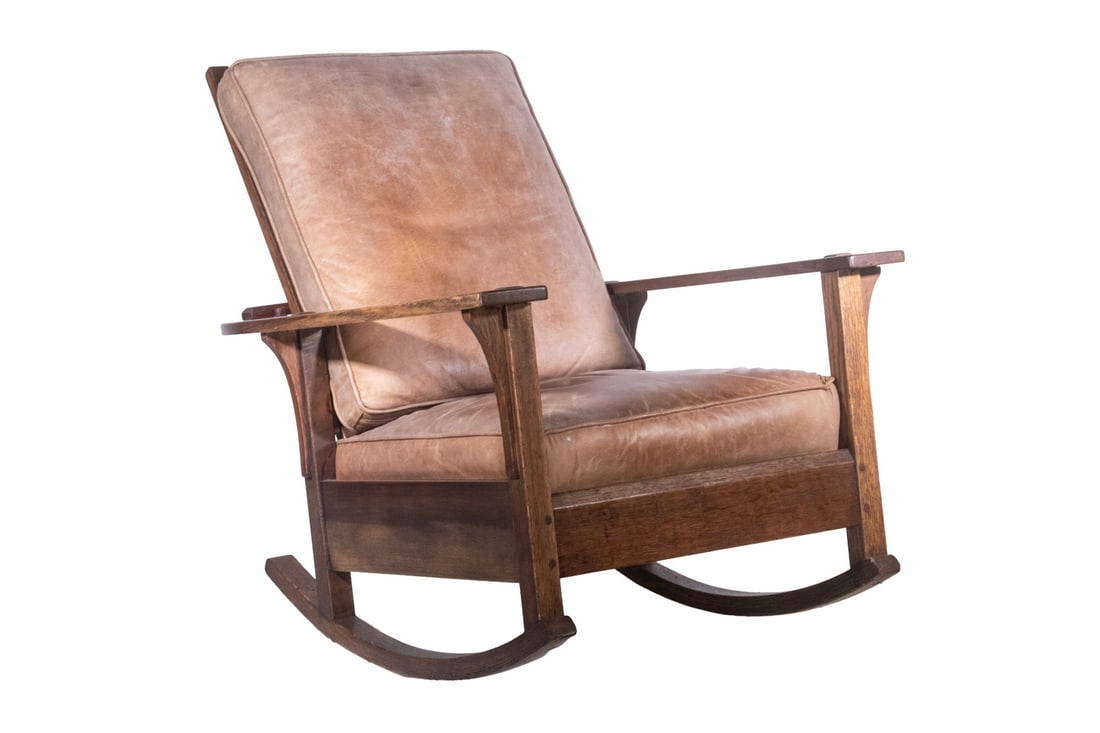 L & J. G. STICKLEY OAK MORRIS ROCKING CHAIR #831 (1 of 3)