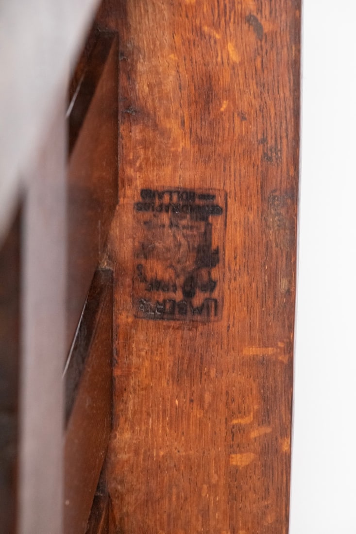 LIMBERT OAK DROP ARM SETTLE, CIRCA 1910 - 2