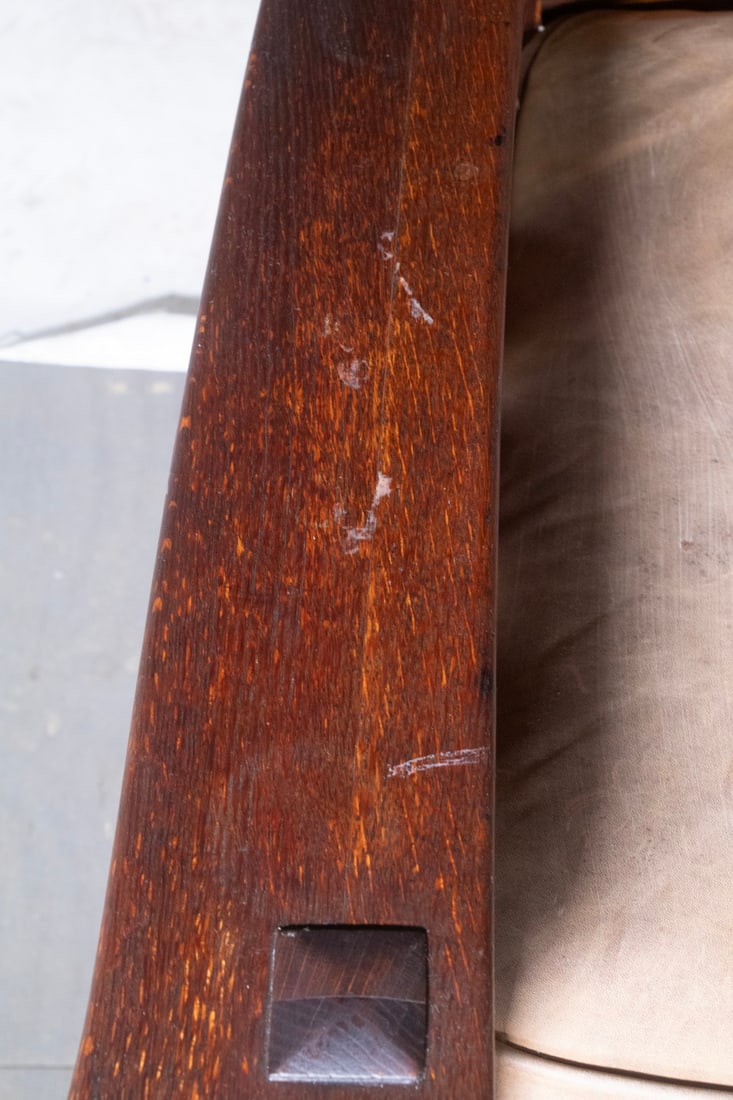 LIMBERT OAK DROP ARM SETTLE, CIRCA 1910 - 3