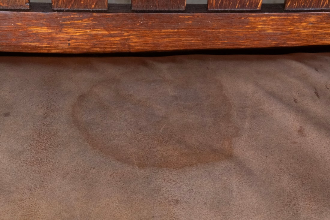 LIMBERT OAK DROP ARM SETTLE, CIRCA 1910 - 4