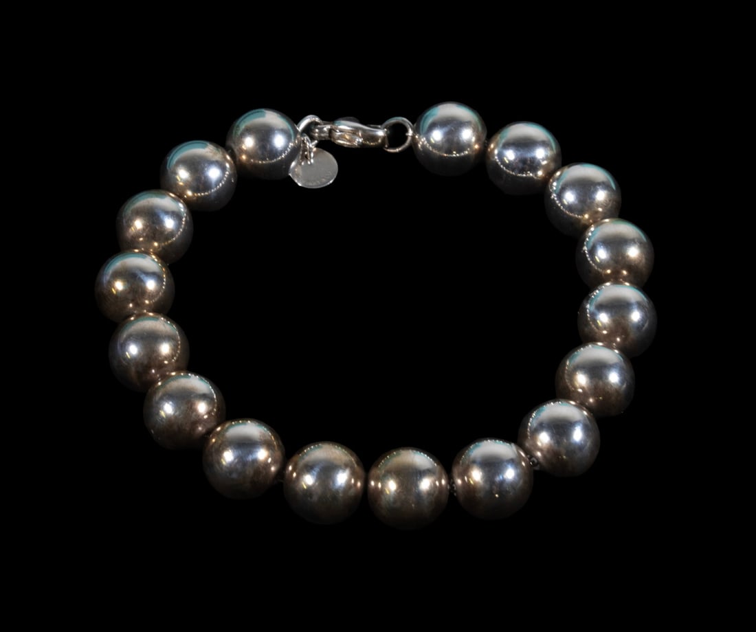 TIFFANY & CO. STERLING SILVER HARDWEAR BEAD BRACELET (1 of 3)