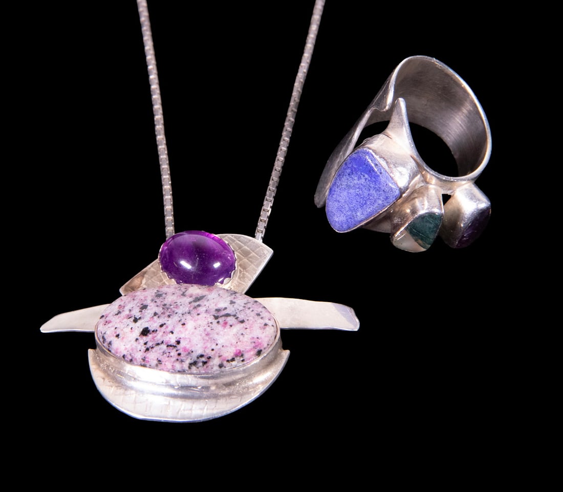(2) STERLING SILVER SEMI-PRECIOUS STONES JEWELRY, ONE BY LILY BARRACK (1 of 1)