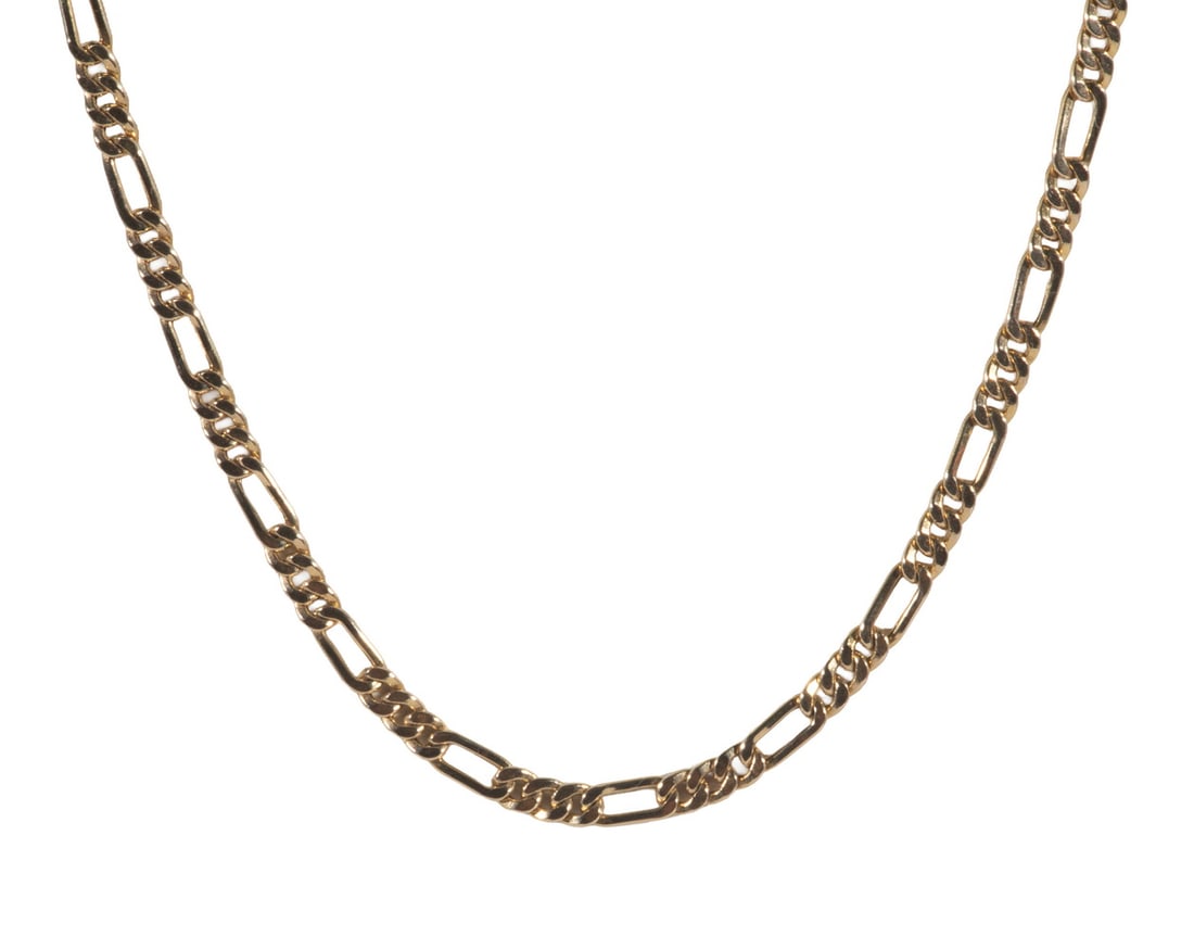 ITALIAN 14K GOLD FIGARO LINK CHAIN NECKLACE (1 of 2)