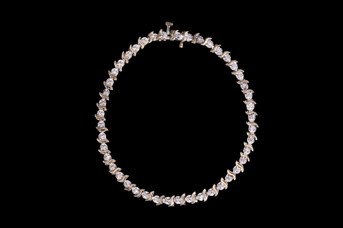 10K TWO-TONE GOLD AND DIAMOND BRACELET (1 of 1)