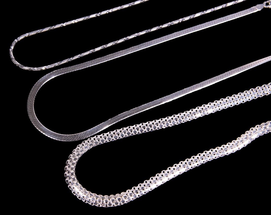(3) ITALIAN STERLING SILVER CHAINS IN VARIOUS STYLES (1 of 1)