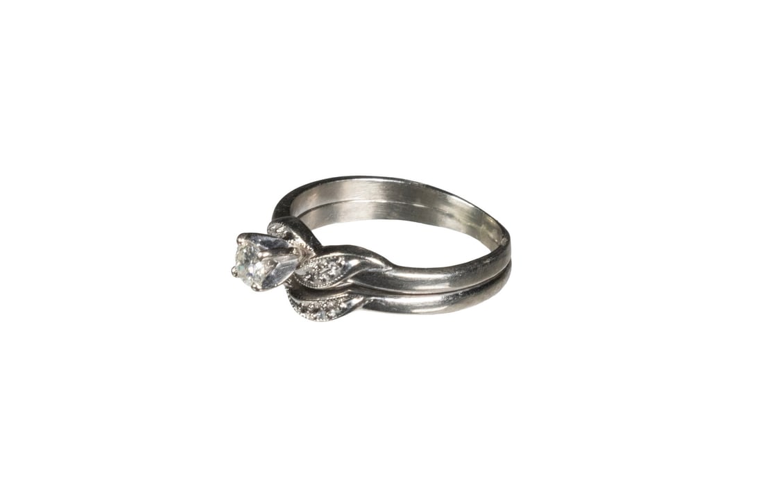14K GOLD DIAMOND BRIDAL SET RING - 2