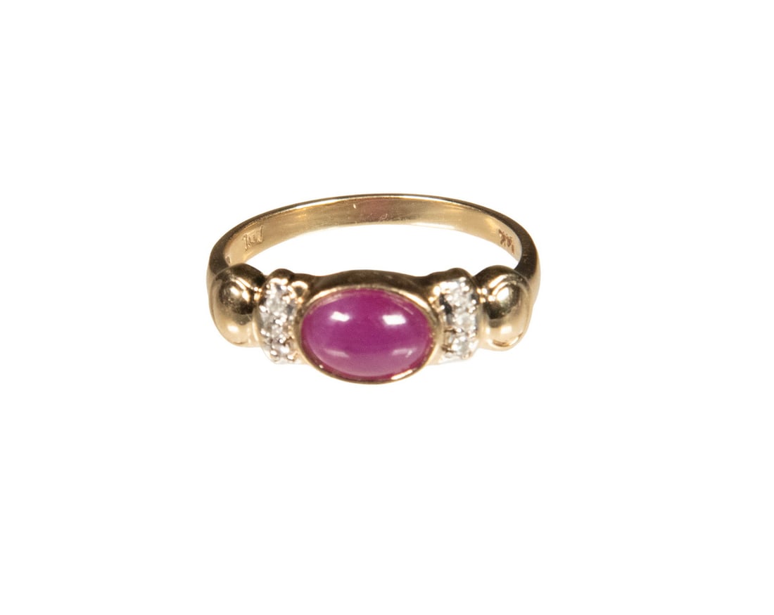 14K GOLD RUBY AND DIAMOND RING - 2