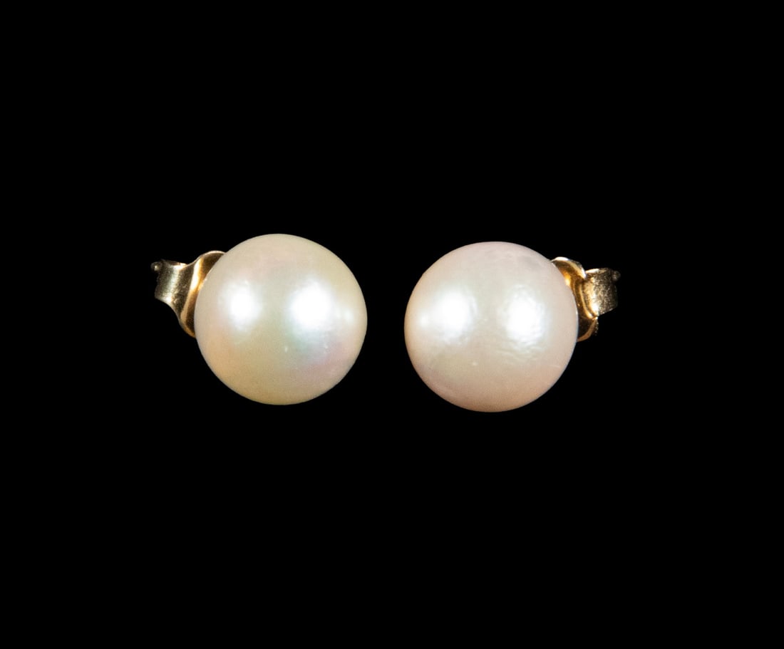 PR 14K GOLD PEARL STUD EARRINGS (1 of 2)