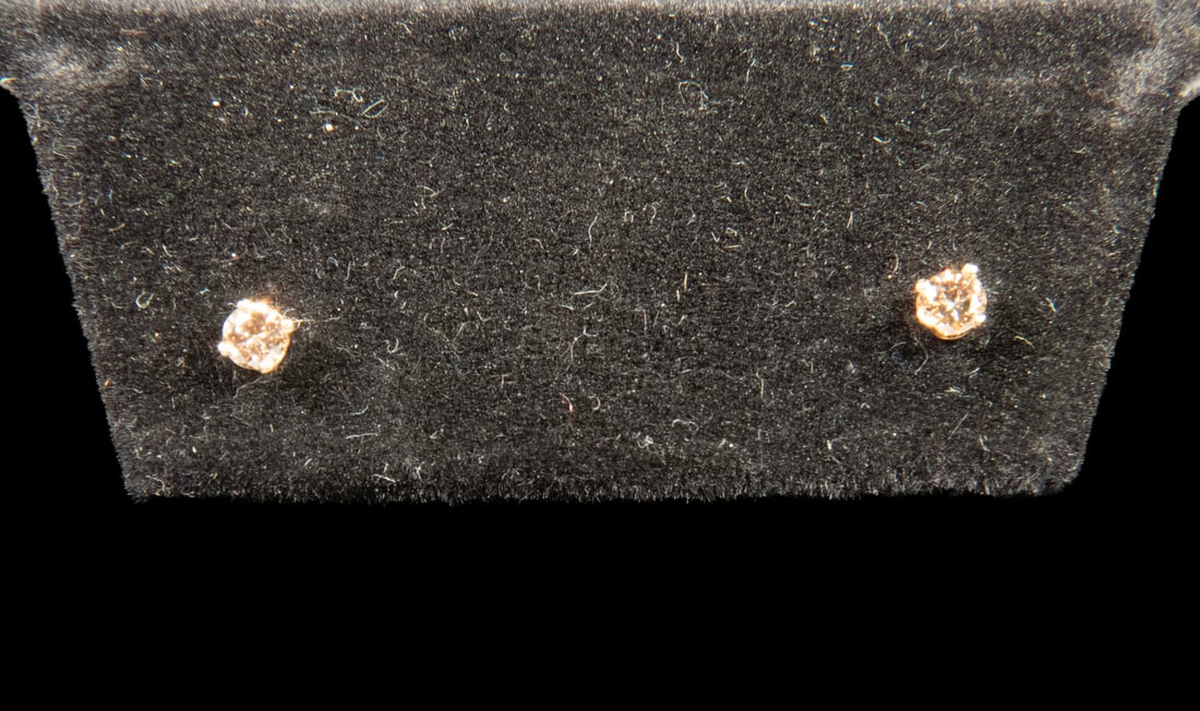 PR 14K GOLD COLORED DIAMOND STUD EARRINGS (1 of 1)