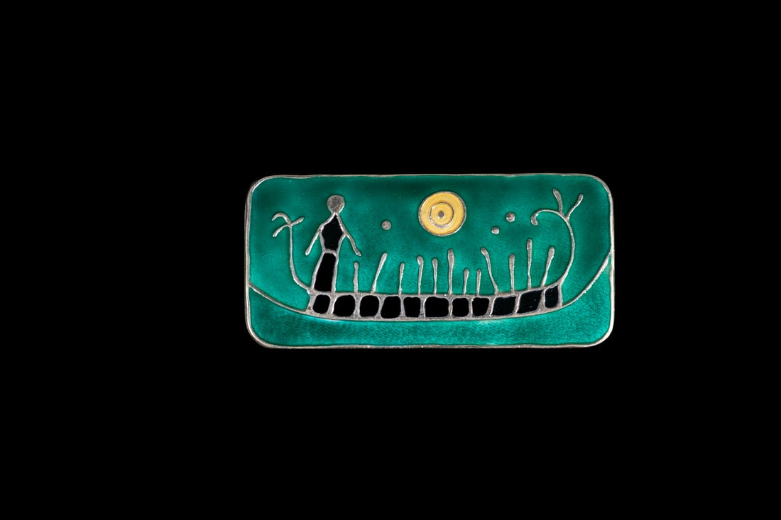 NORA GULBRANDSEN FOR DAVID-ANDERSEN NORWEGIAN STERLING SILVER ENAMEL BROOCH (1 of 2)