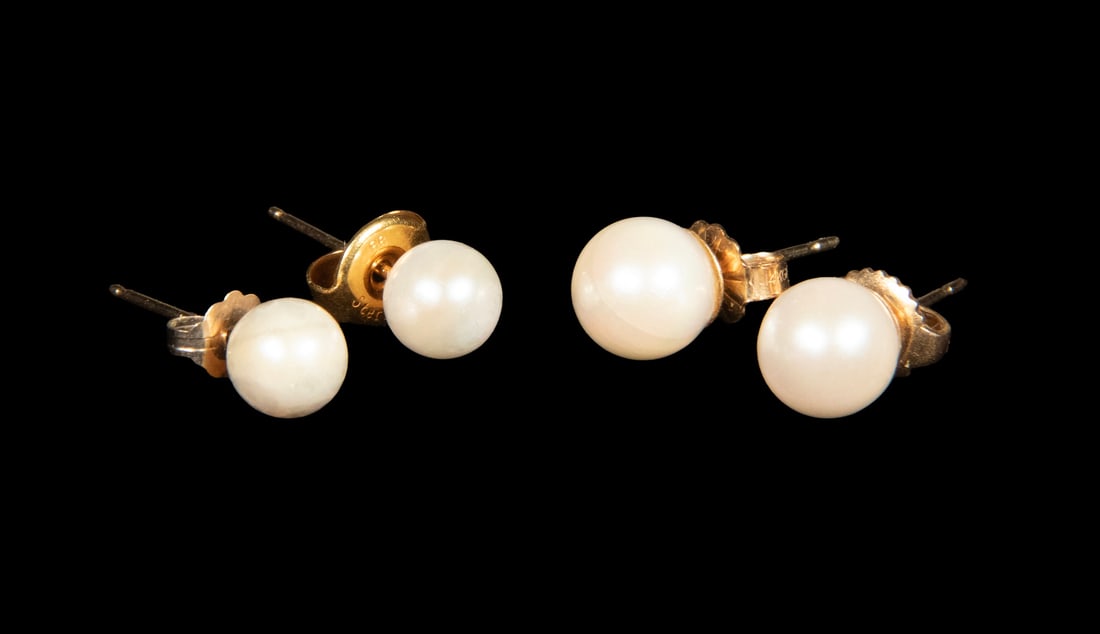 (2) PRS 14K GOLD AND PEARL STUD EARRINGS (1 of 1)