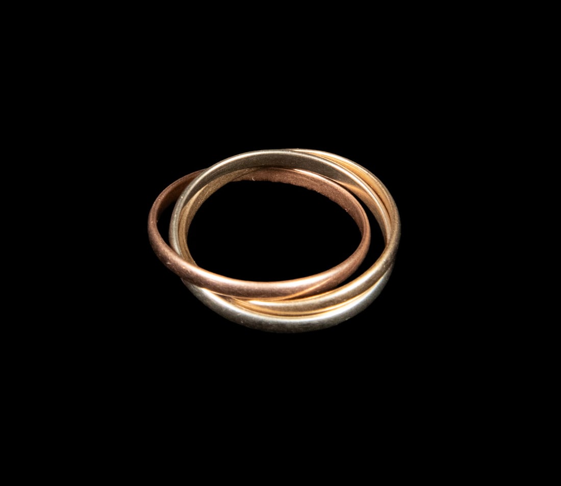 CARTIER STYLE 14K TRI-COLOR GOLD TRINITY RING (1 of 2)