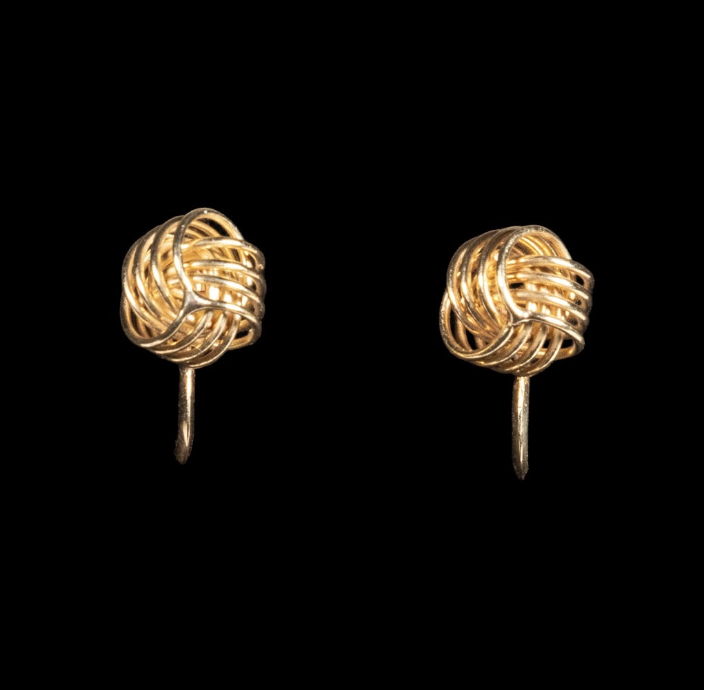 TURKS HEAD 14K GOLD WIREWORK EARRINGS (1 of 4)
