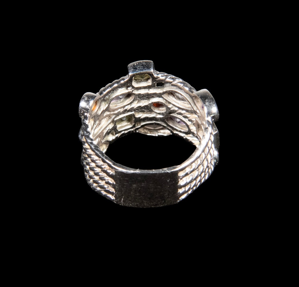 STERLING SILVER MULTI-GEMSTONE RING - 2