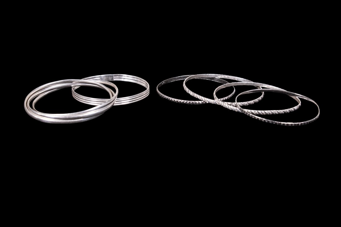 (6) STERLING SILVER BANGLE BRACELETS (1 of 1)
