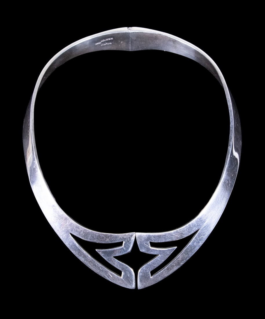MEXICAN TAXCO STERLING SILVER HINGED TORQUE NECKLACE (1 of 1)