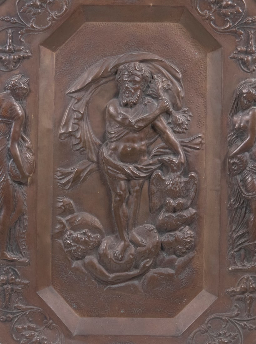 COPPER PLAQUE WITH REPOUSSE CLASSICAL FIGURES - 2