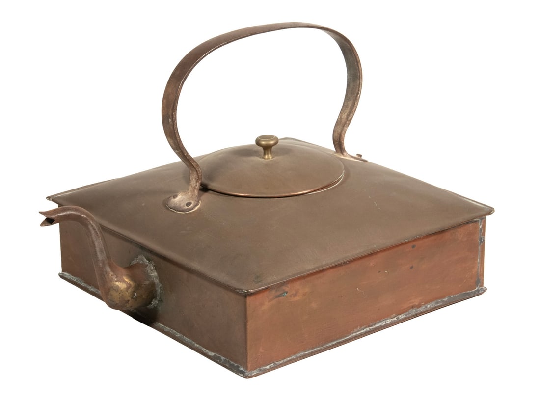 19TH C. SQUARE COPPER SHIP'S KETTLE (1 of 1)