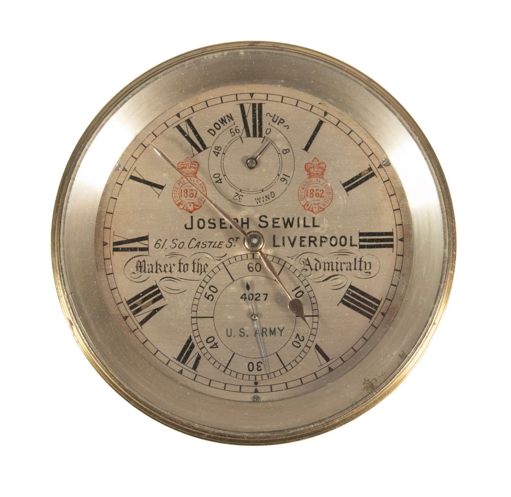 SCARCE US ARMY SHIP'S CLOCK BY JOSEPH SEWILL OF LIVERPOOL (1 of 2)
