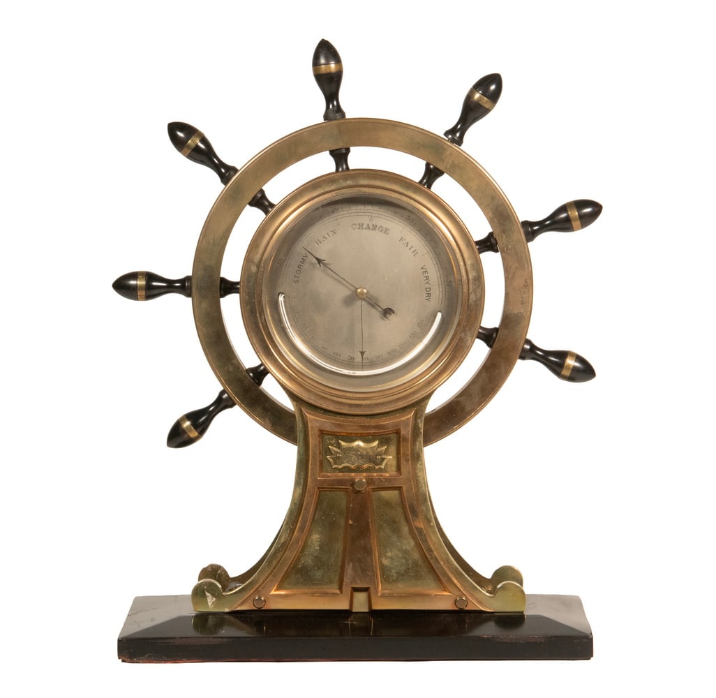 VICTORIAN SHIPS WHEEL ANEROID BAROMETER (1 of 3)