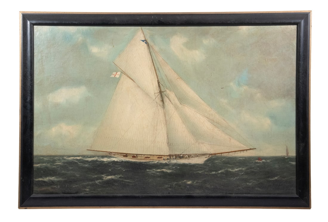 STUBBS PORTRAIT OF RACING YACHT, CA 1890 (1 of 4)