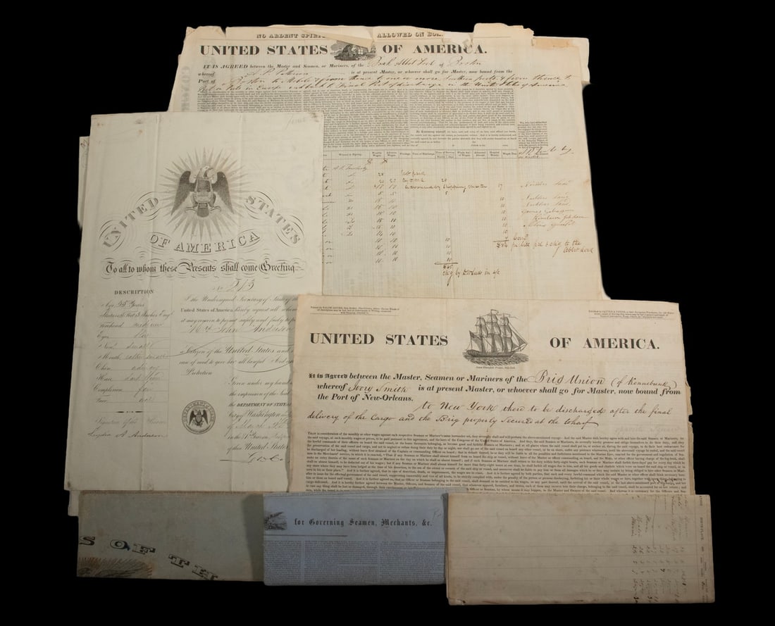 GROUP (12) EARLY 19TH C. AMERICAN SHIP & PRIVATE PASSPORTS (1 of 2)