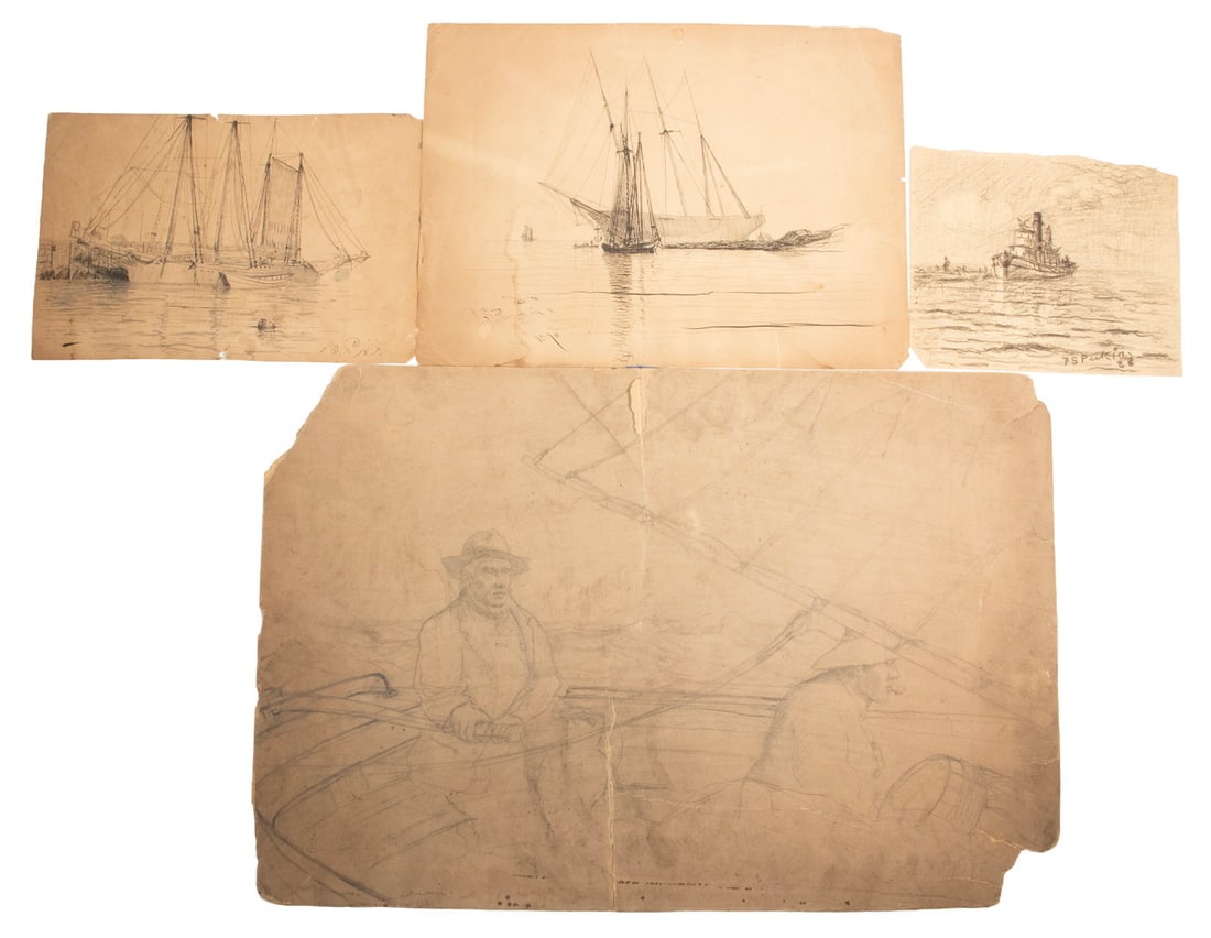 (4) ORIGINAL LATE 19TH C. DRAWINGS BY SAILOR (1 of 2)