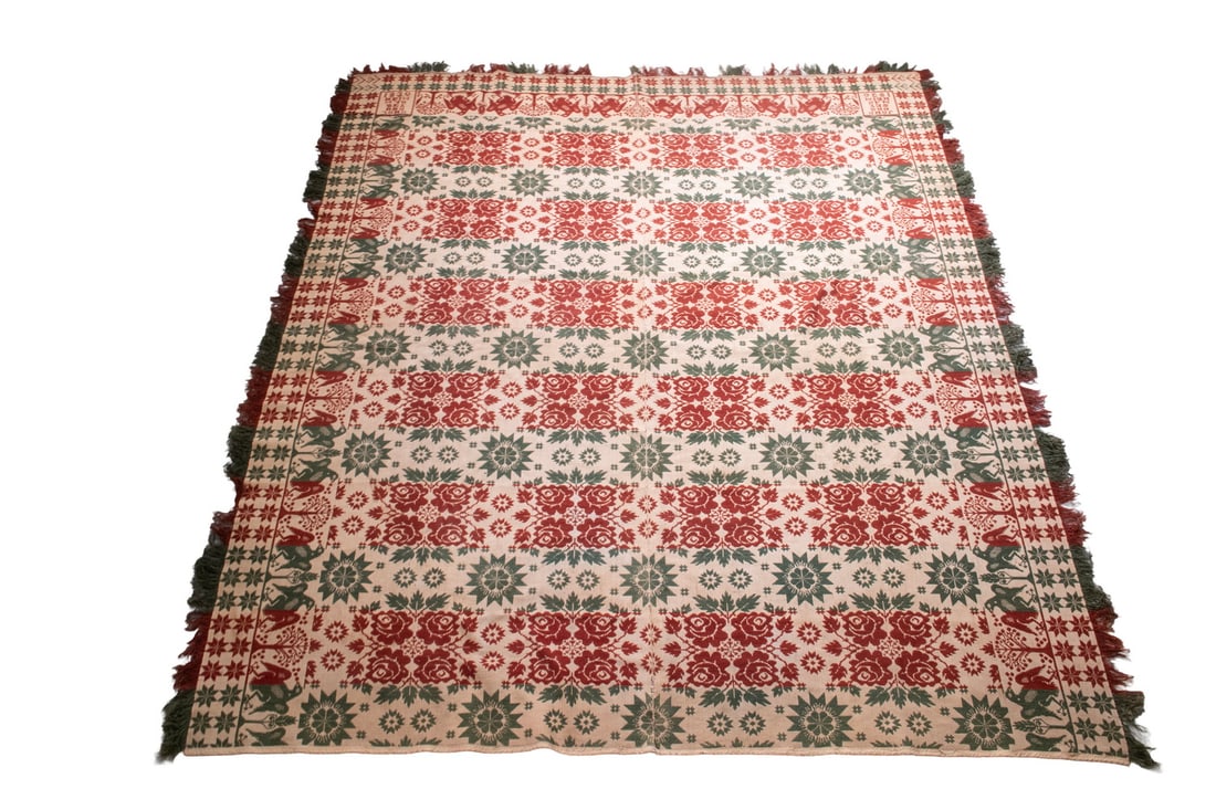 1836 JACQUARD COVERLET, JOHN BROSEY, MANHEIM, PA (1 of 4)