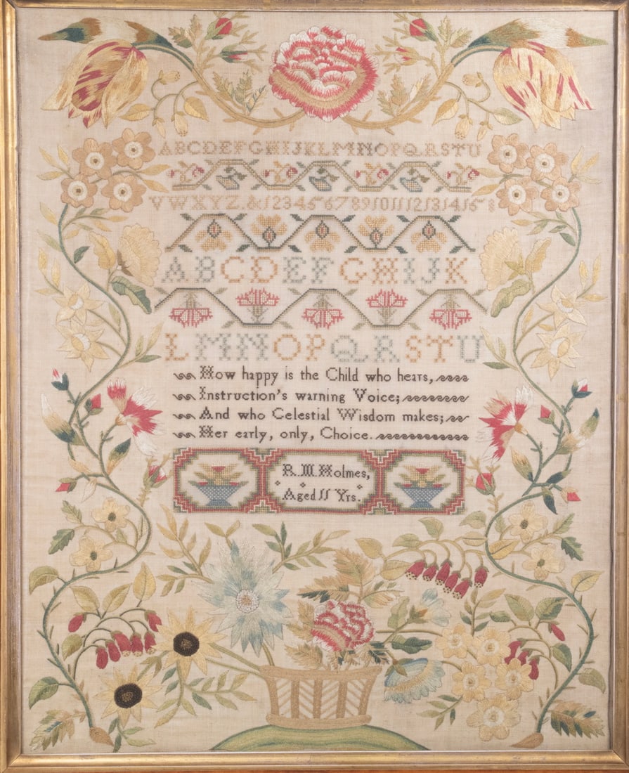 EARLY NEEDLEWORK SAMPLER, BY R. M. HOLMES - 2