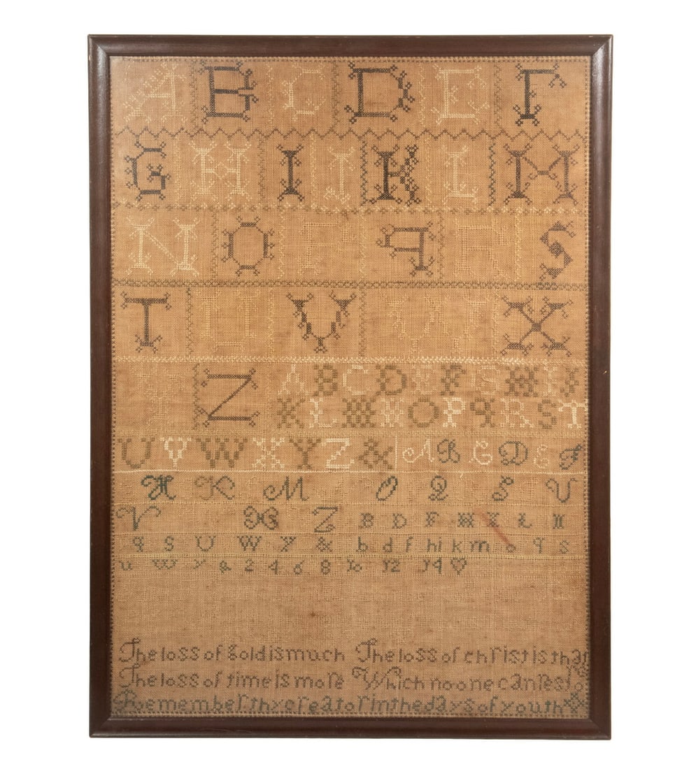 EARLY NEEDLEWORK SAMPLER, 19TH CENTURY (1 of 2)
