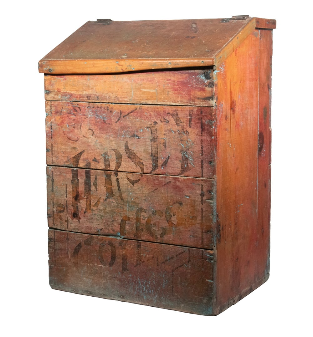 PAINTED WOODEN "JERSEY" COFFEE BIN (1 of 4)