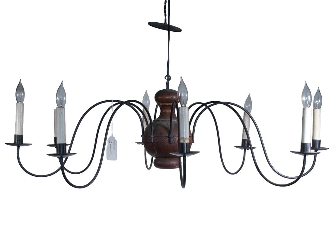 COLONIAL STYLE 8-ARM WOOD & IRON CHANDELIER (1 of 1)
