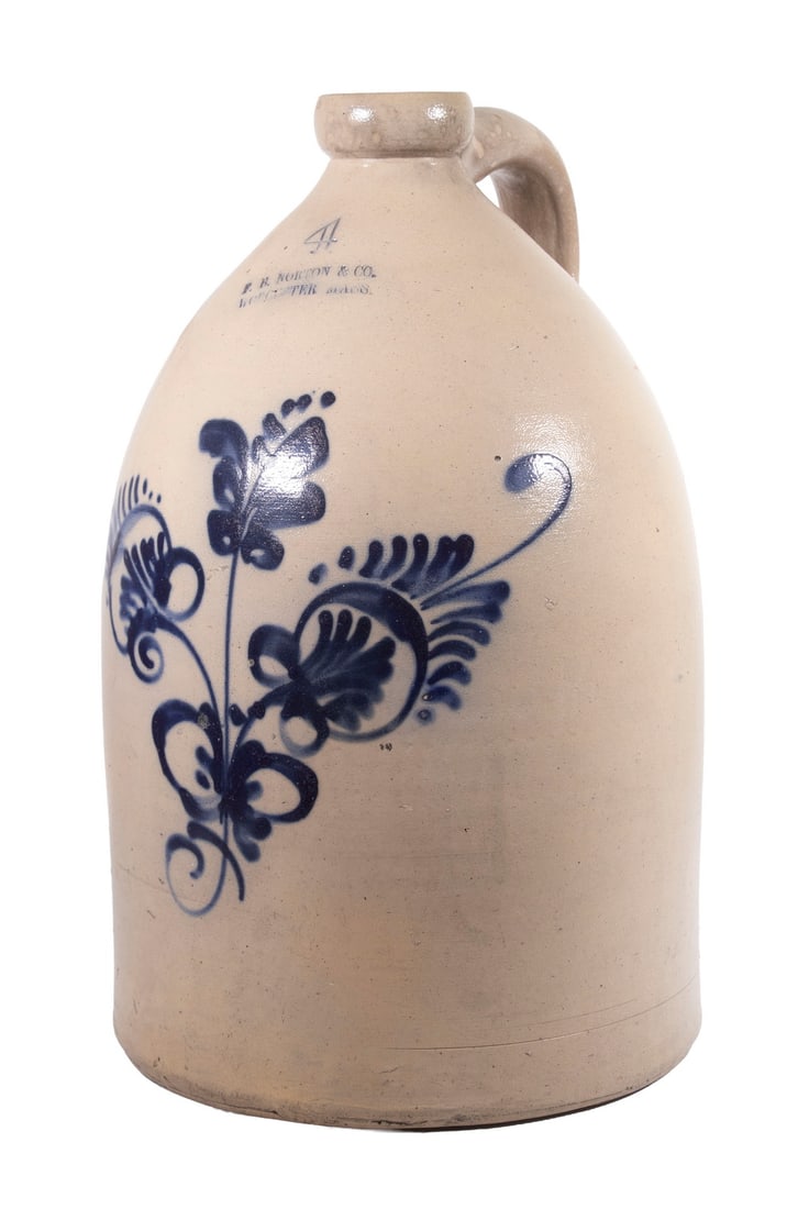 F.B. NORTON, WORCESTER, MA STONEWARE JUG (1 of 3)