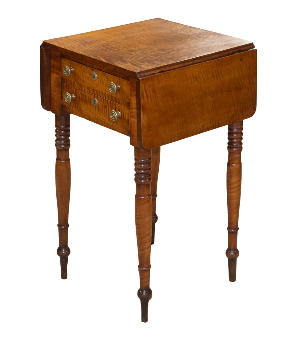 AMERICAN FEDERAL DROP-LEAF TIGER MAPLE STAND (1 of 3)