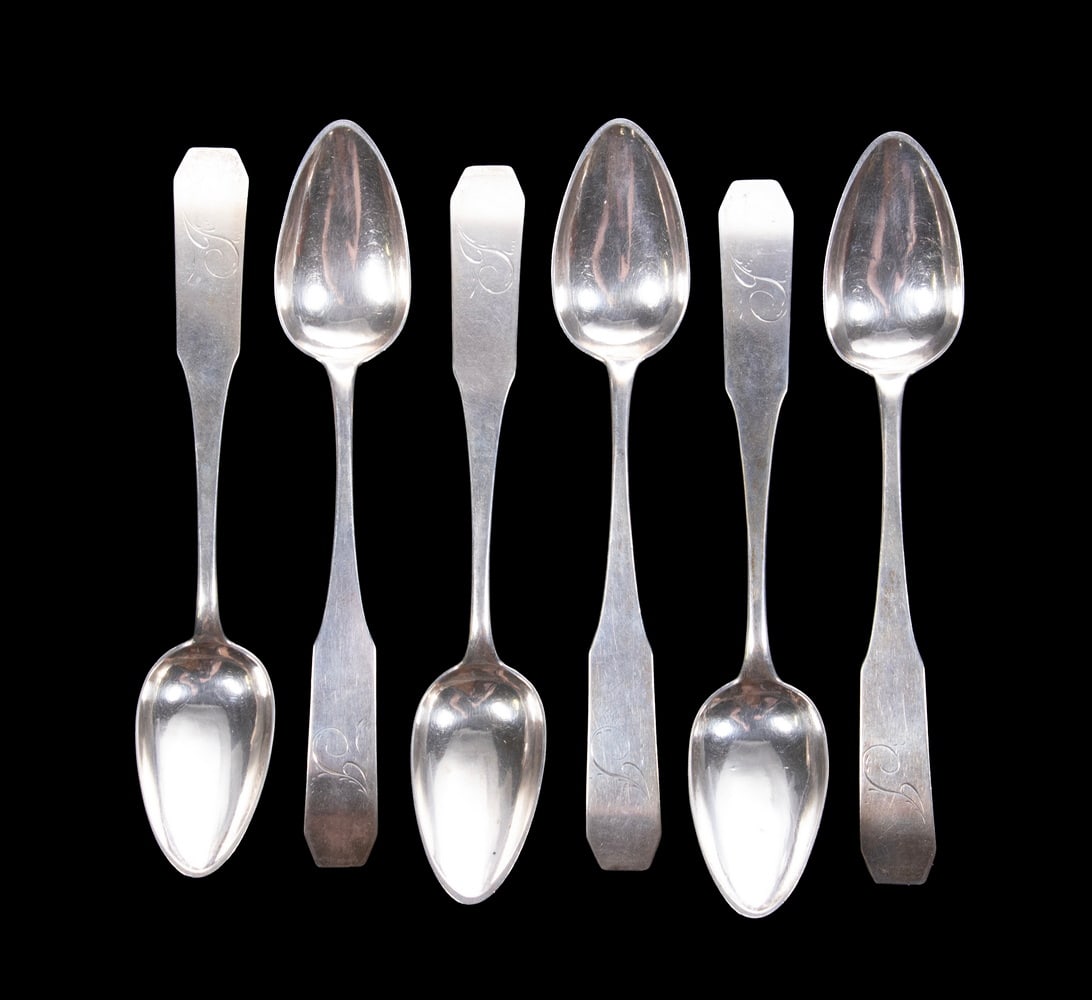 (6) CA. 1800 NEHEMIAH DODGE COIN SILVER SPOONS (1 of 2)