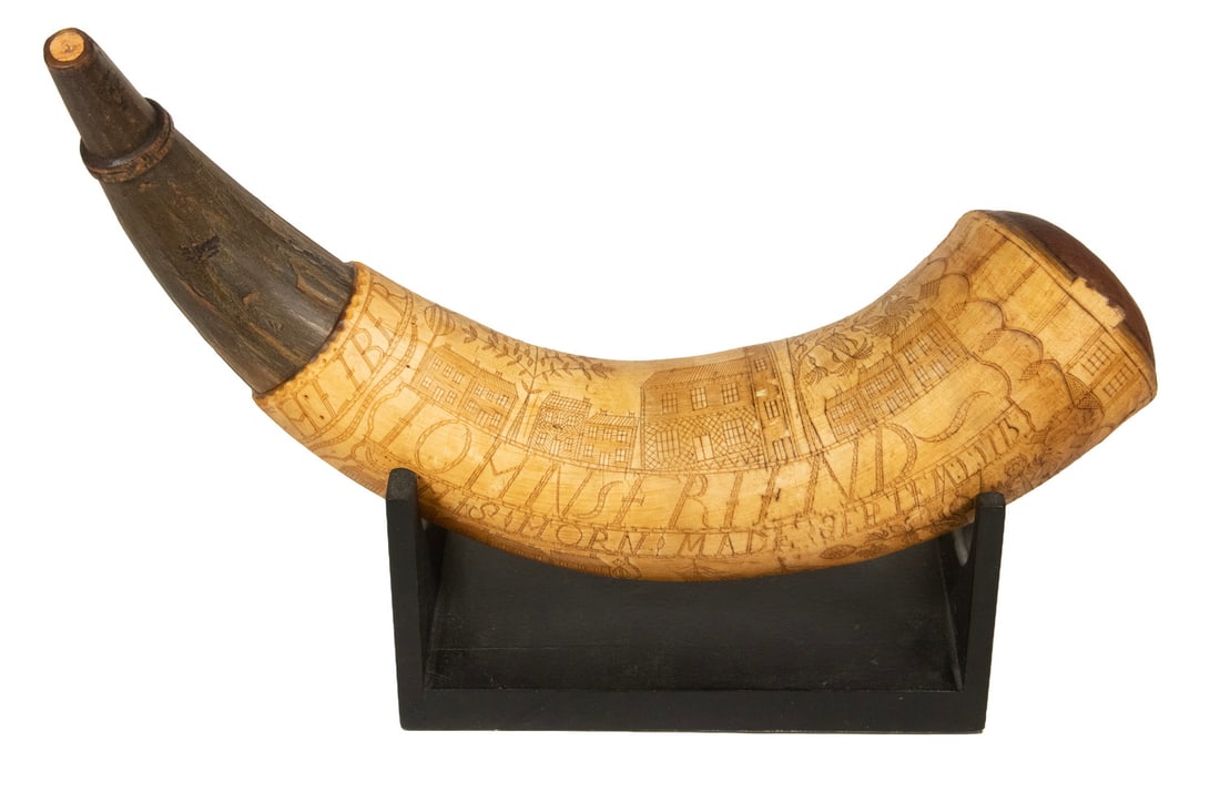 X-RARE SEP 1775 REVOLUTIONARY WAR ID'D POWDER HORN FORT TICONDEROGA (1 of 8)