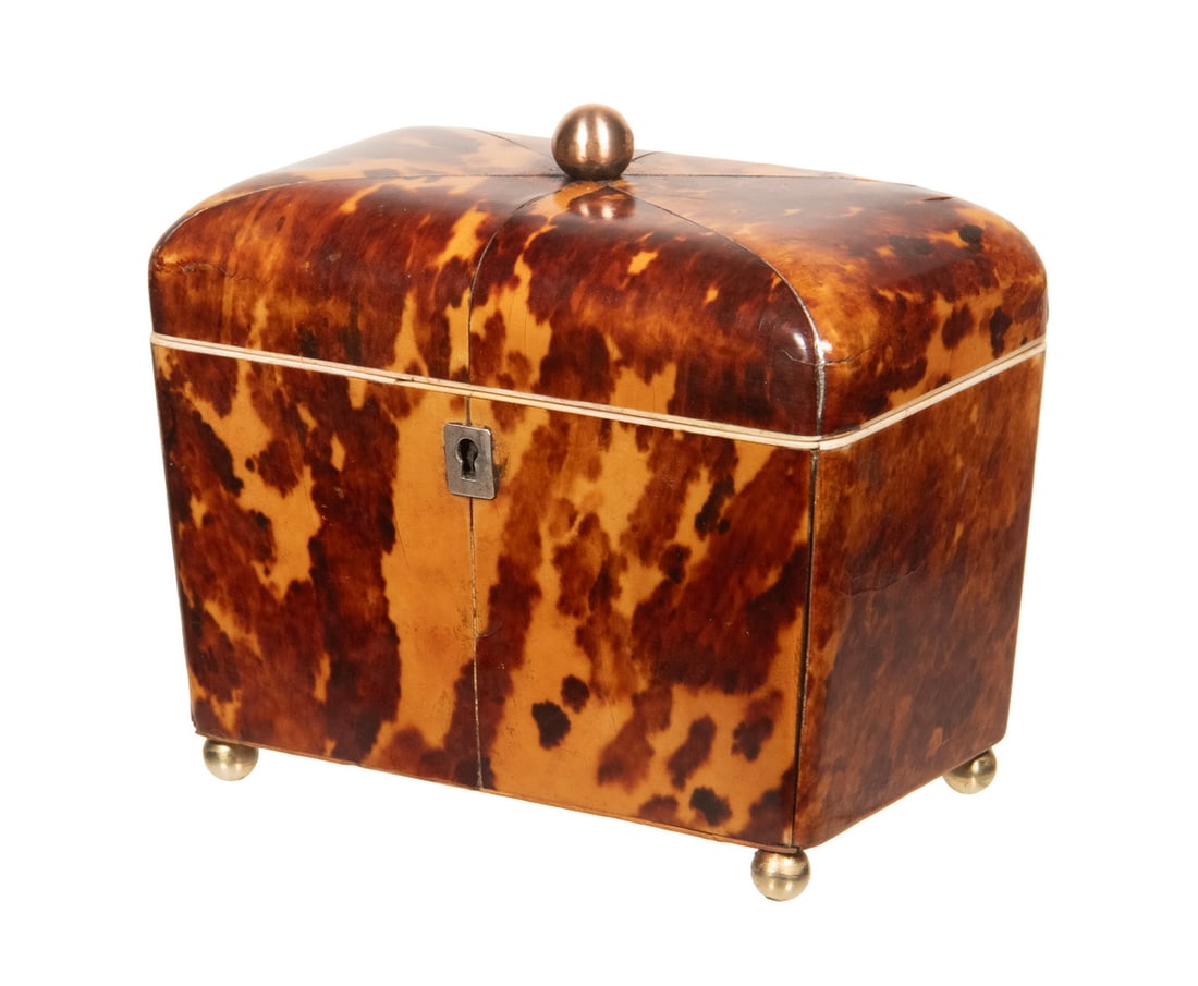 19TH C. ENGLISH TORTOISESHELL TEA CADDY (1 of 3)