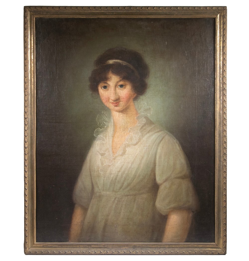 CIRCA 1810 PORTRAIT OF A GIRL IN A REGENCY DRESS (1 of 2)