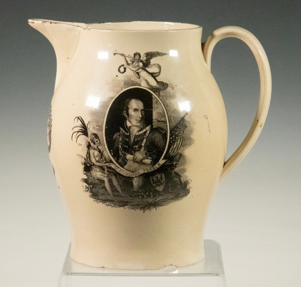 ENGLISH LIVERPOOL PITCHER WITH COMMODORE PREBLE (1 of 3)