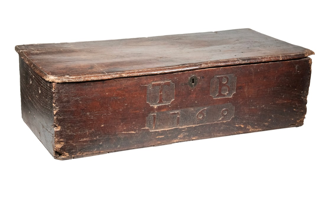 18TH C. PINE BIBLE BOX (1 of 4)