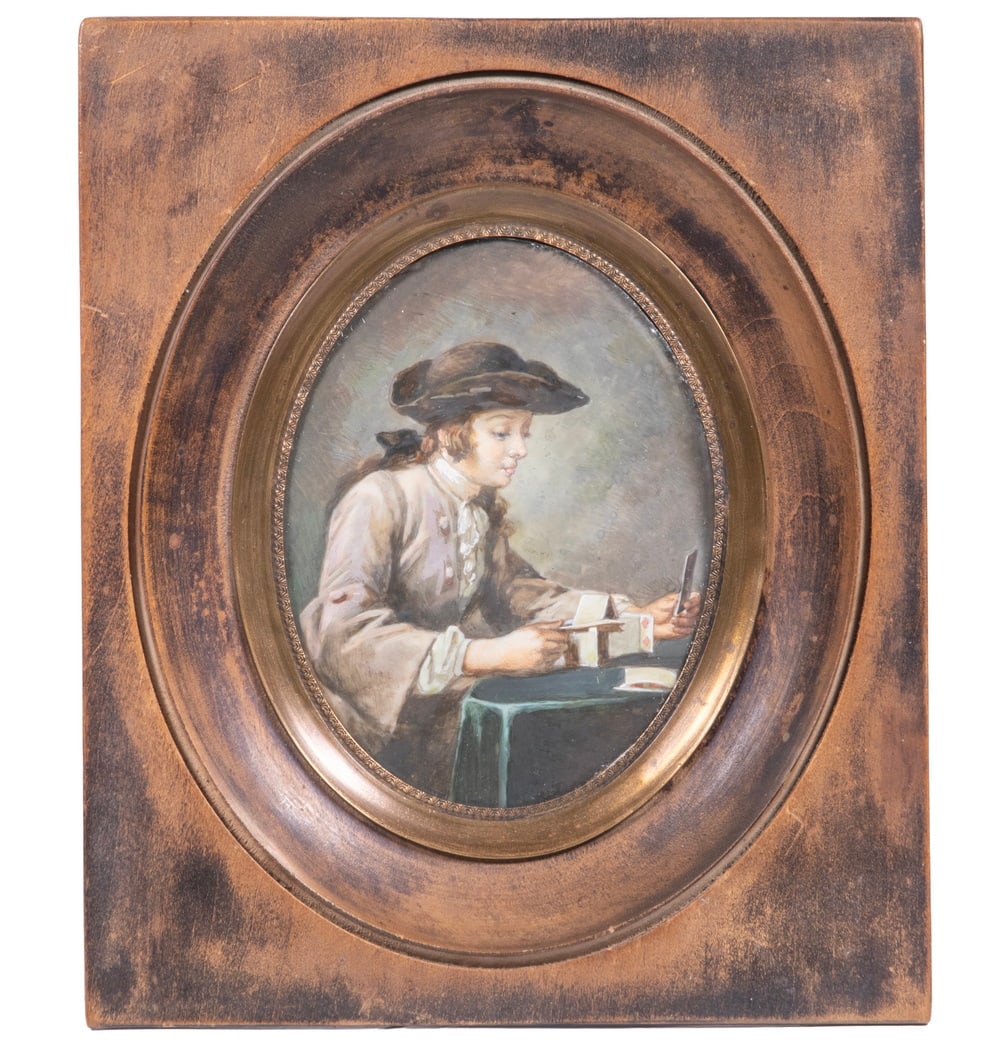 18TH C. MINIATURE FRENCH GENRE SCENE AFTER CHARDIN (1 of 3)