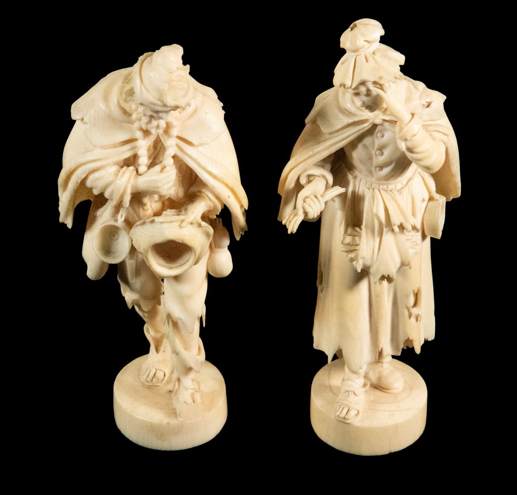 19TH C. FRENCH DIEPPE PAIR OF CARVED IVORY FIGURES (1 of 3)