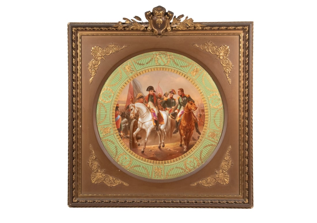 FRAMED ROYAL VIENNA PORCELAIN PLAQUE WITH NAPOLEON PAINTING (1 of 5)